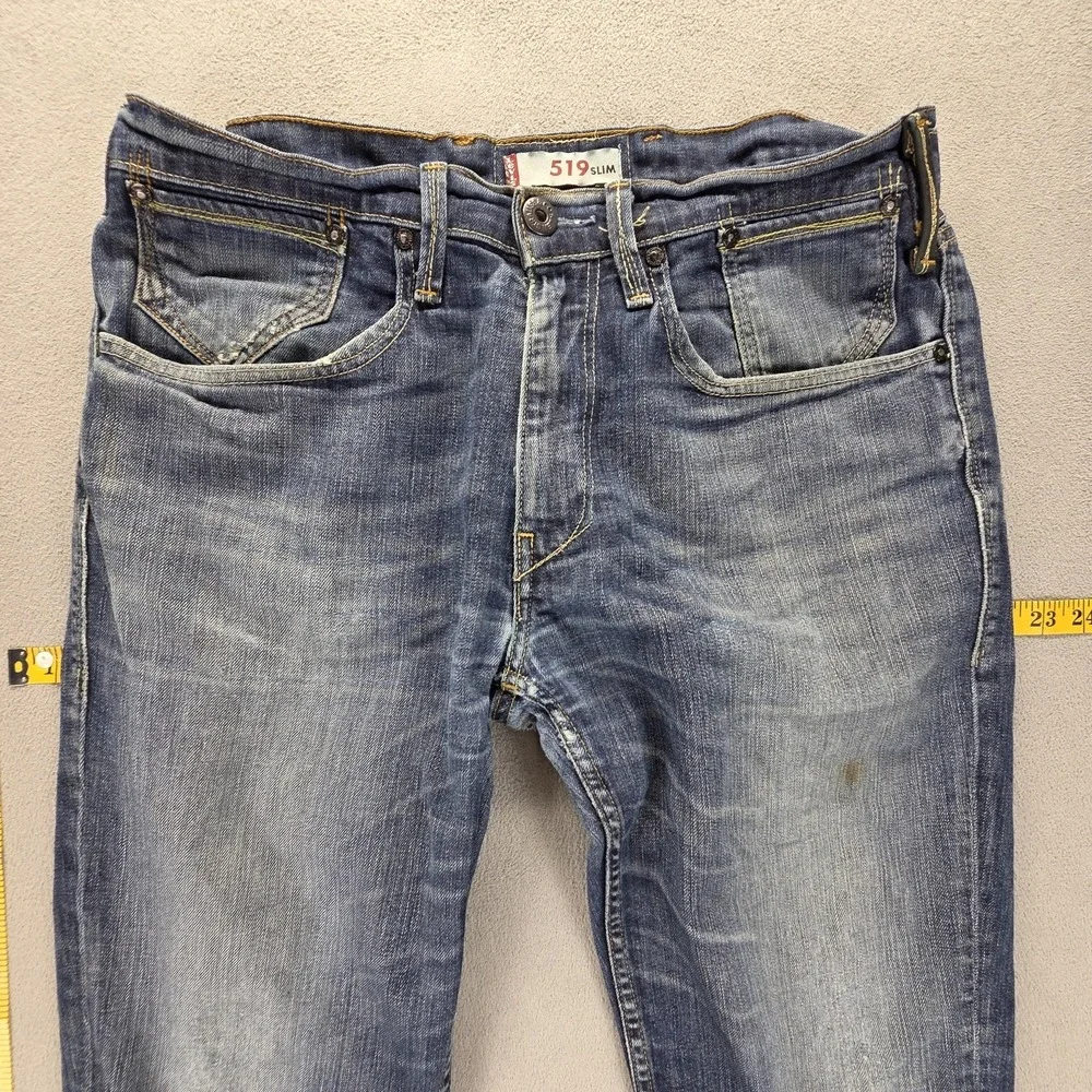 VTG Levis Engineered Jeans Mens Blue Cinch Back 519 Slim Honeycomb Fits‎ 32x32